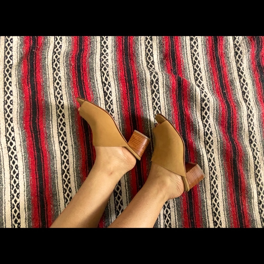 Nisolo Tan Leather Open-Back Block Heel Mules